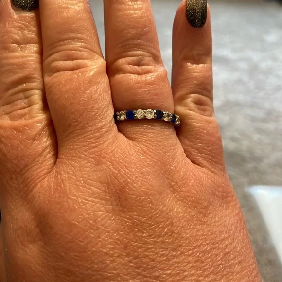 Sapphire and clear eternity ring Size 10 - Picture 1 of 8